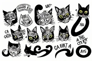 cat pants god save the king tattoo idea