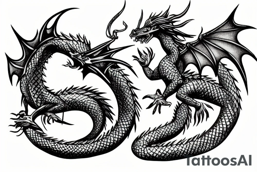 dragon around a valkyrie tattoo idea
