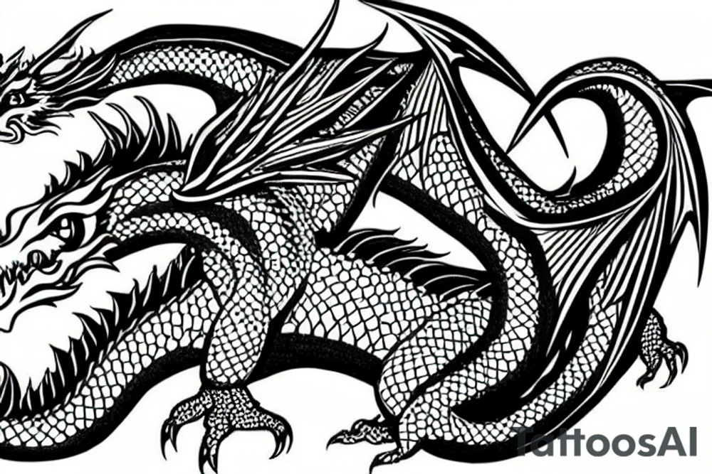 dragon around a valkyrie tattoo idea