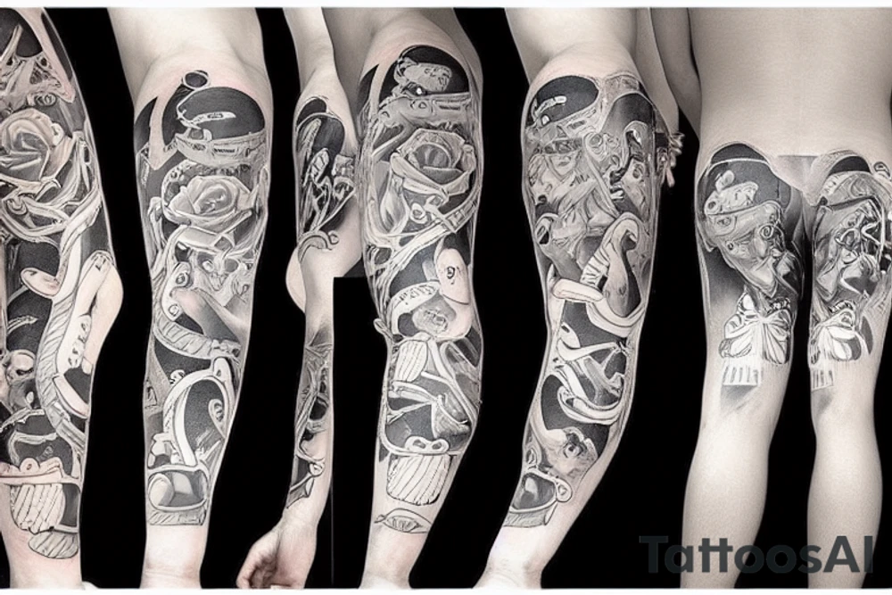 5 cats that are hiding in pants tattoo idea