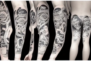 5 cats that are hiding in pants tattoo idea