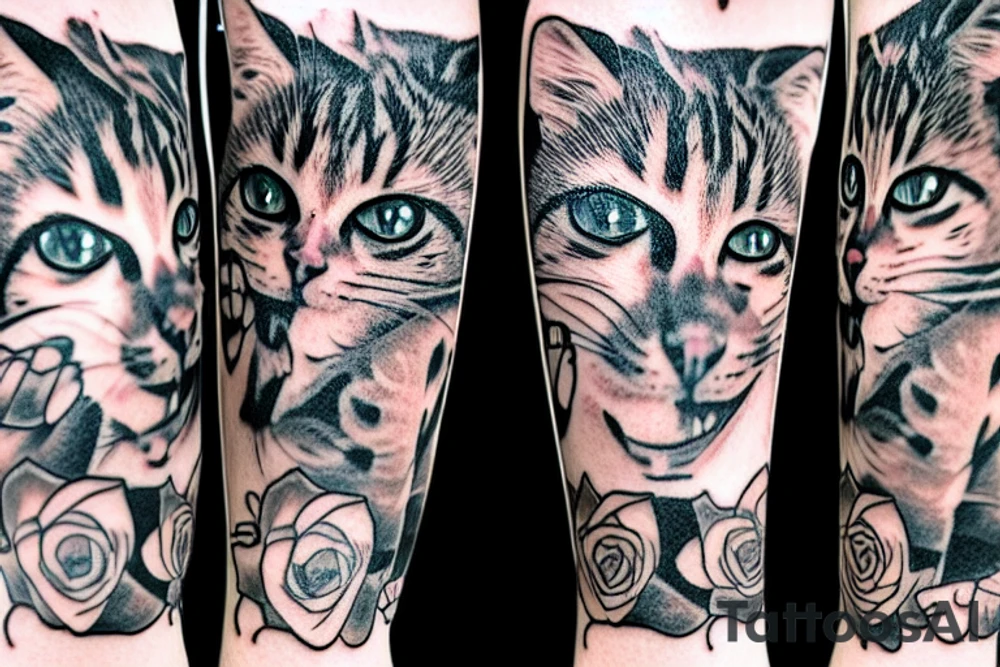 5 cats that are hiding in pants tattoo idea