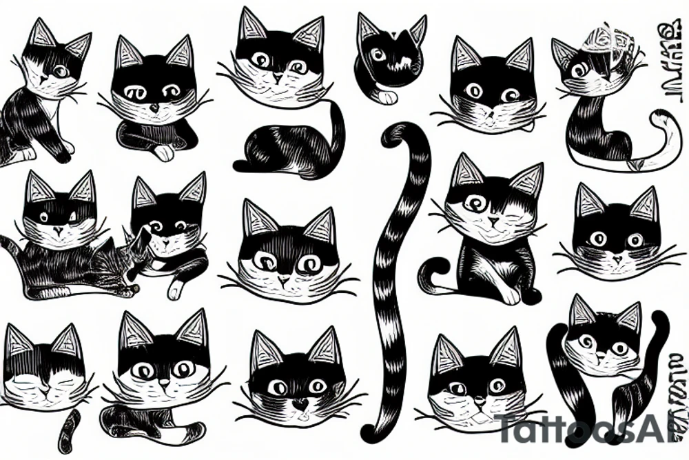 Cats inside a pant tattoo idea