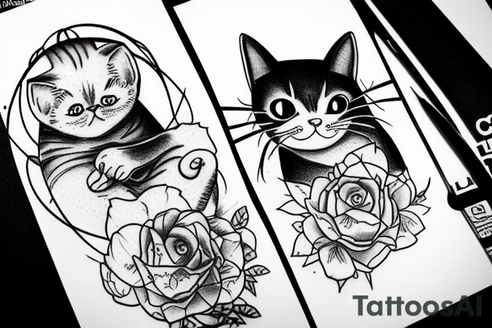 Cat inside a jean tattoo idea