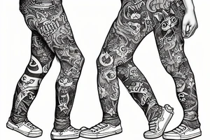 cat on pants god save the king tattoo idea