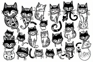 cats stuck to velcro pants tattoo idea
