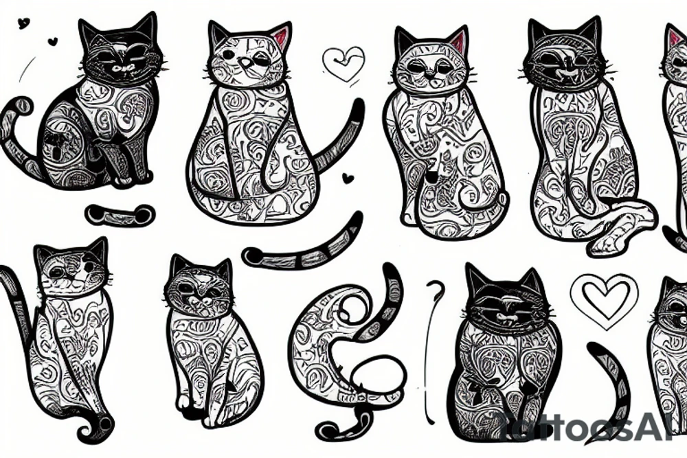 cat king on pants tattoo idea