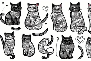 cat king on pants tattoo idea