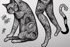 cat king on pants tattoo idea