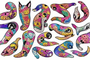 Leg tattoo of catdog tattoo idea