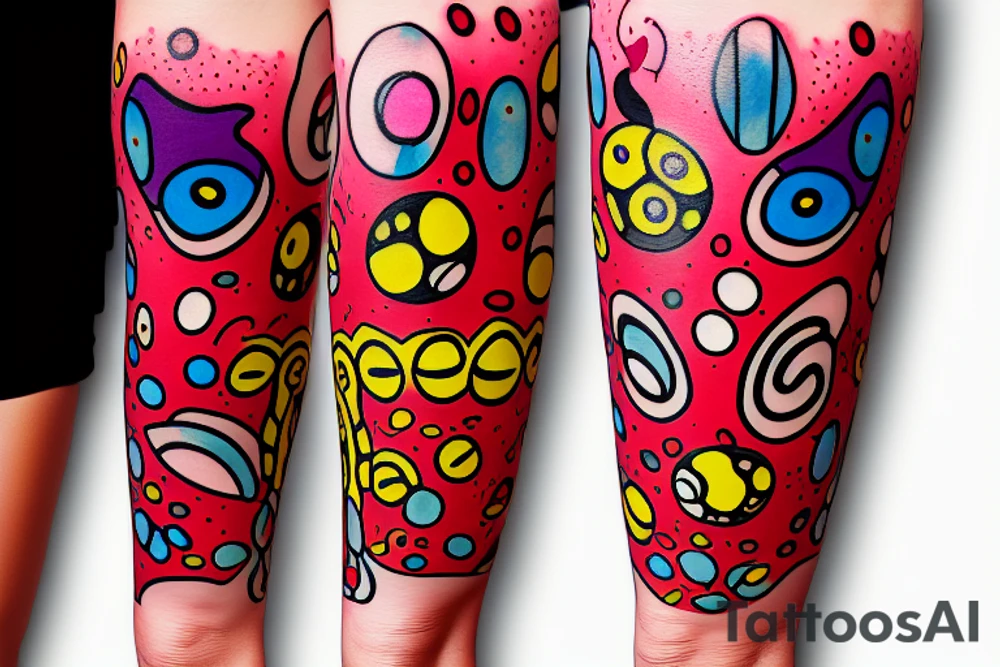 Leg tattoo of catdog tattoo idea