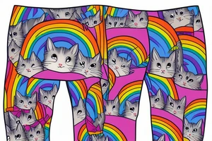 rainbow pants with big pockets that have many cats on them tattoo idea