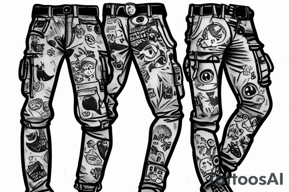 pants cargo pants kitten tattoo idea