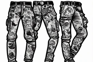 pants cargo pants kitten tattoo idea