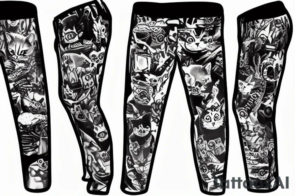 pants cargo pants kitten tattoo idea