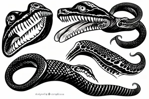 Snake head frontal bite with two visible fangs tattoo idea