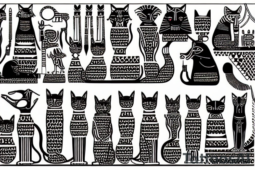 full egyptian cat tattoo idea