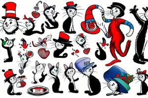 cat in the hat in pants tattoo idea