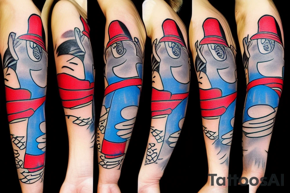 cat in the hat in pants tattoo idea