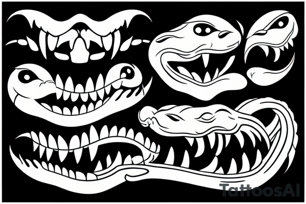 snake head attack frontal visible fangs tattoo idea