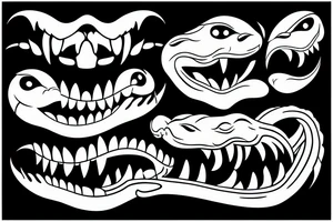 snake head attack frontal visible fangs tattoo idea