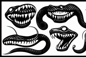 snake head attack frontal visible fangs tattoo idea