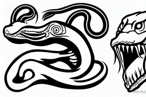 snake head attack frontal, two visible fangs tattoo idea