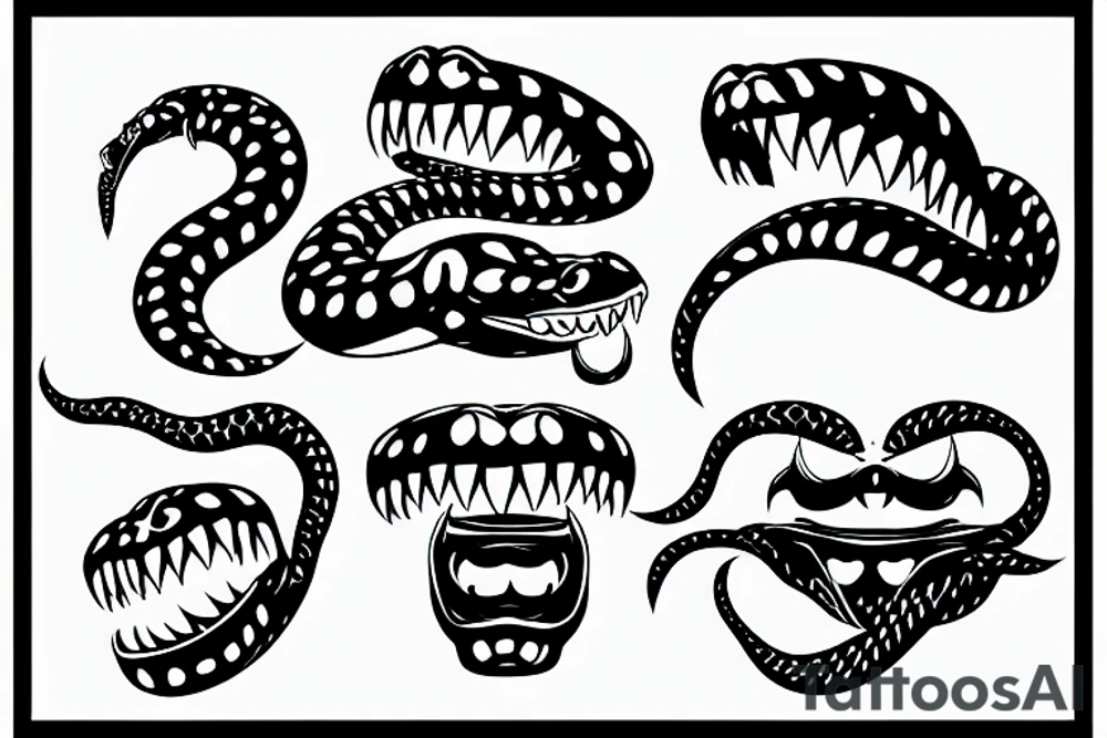 snake head attack frontal, two visible fangs tattoo idea snake head attack frontal, two visible fangs tattoo idea