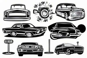 car in an airport landing track tattoo idea