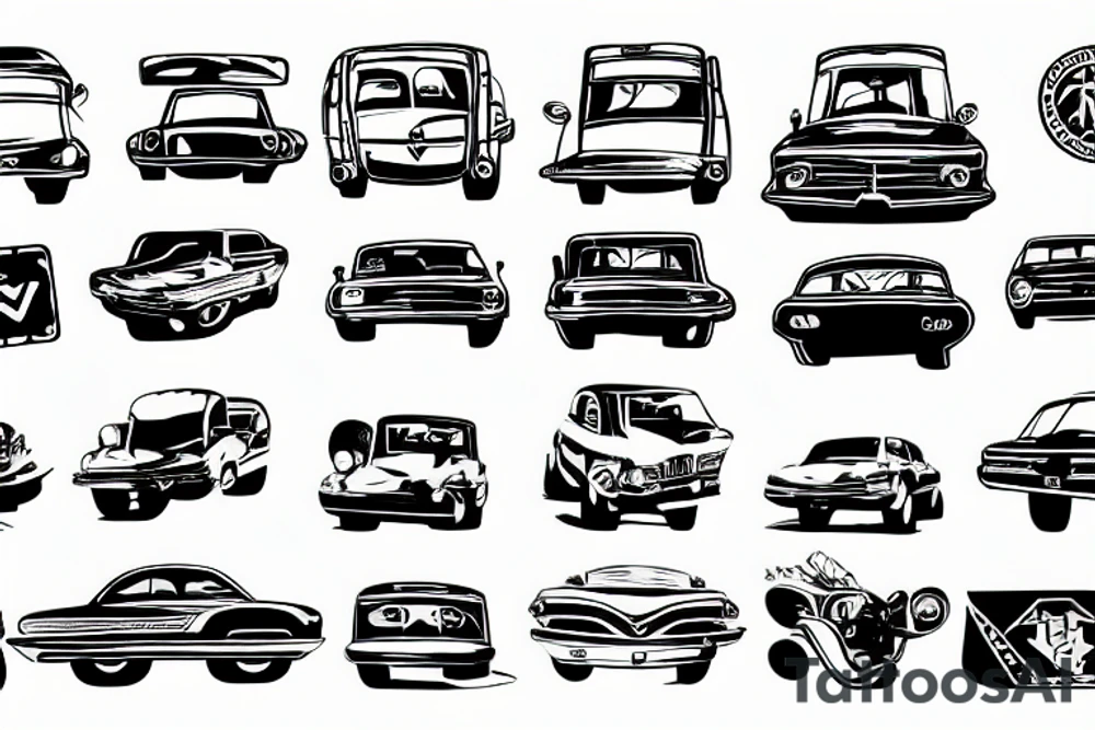 car in an airport landing track tattoo idea