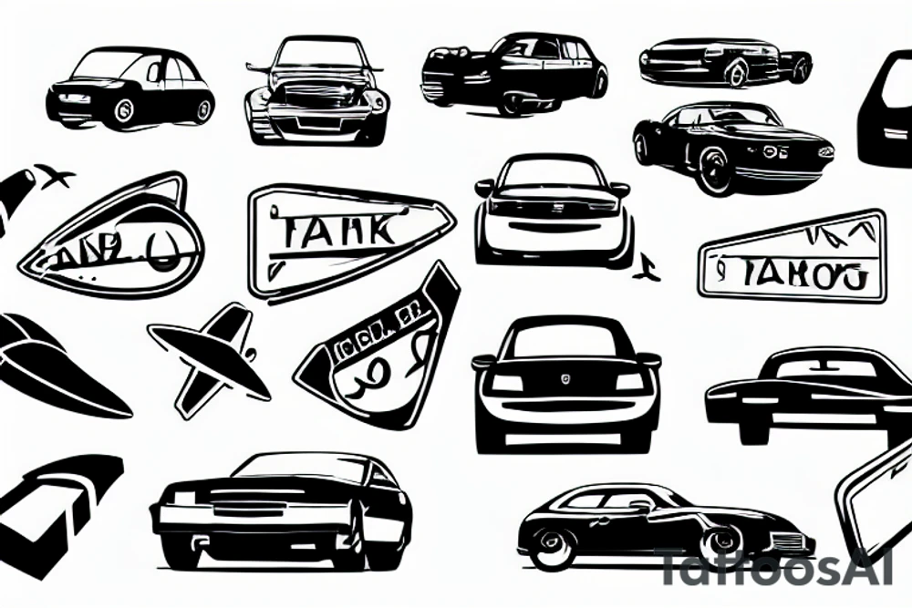 car in an airport landing track tattoo idea