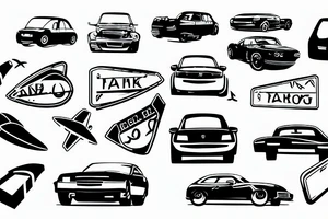car in an airport landing track tattoo idea