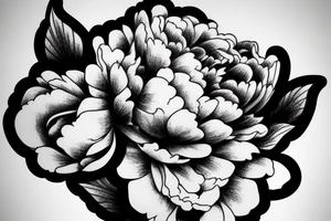 peony with a fighter behind it tattoo idea