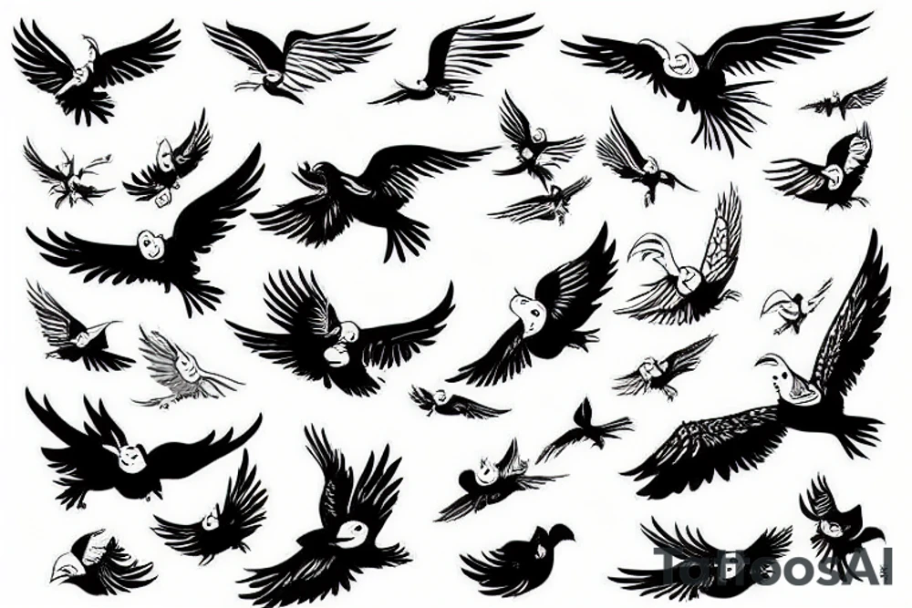 Flying bird or birds. It represents freedom. tattoo idea Flying bird or birds. It represents freedom. tattoo idea