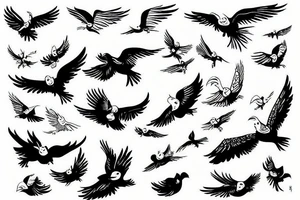 Flying bird or birds. It represents freedom. tattoo idea