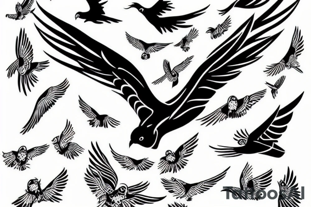 Flying bird or birds. It represents freedom. tattoo idea