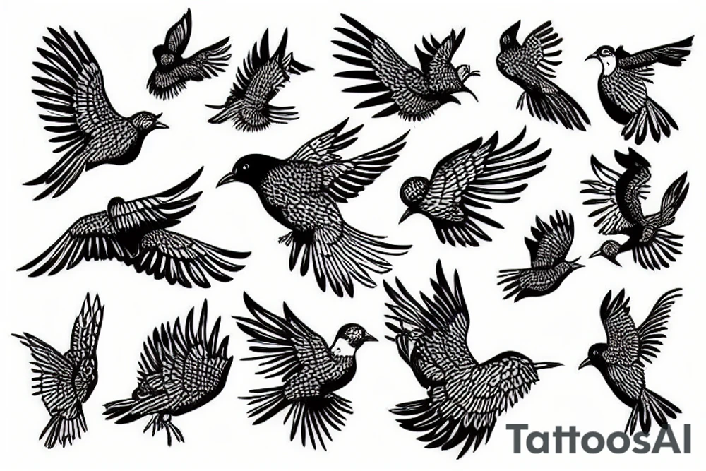 Flying bird or birds. It represents freedom. tattoo idea