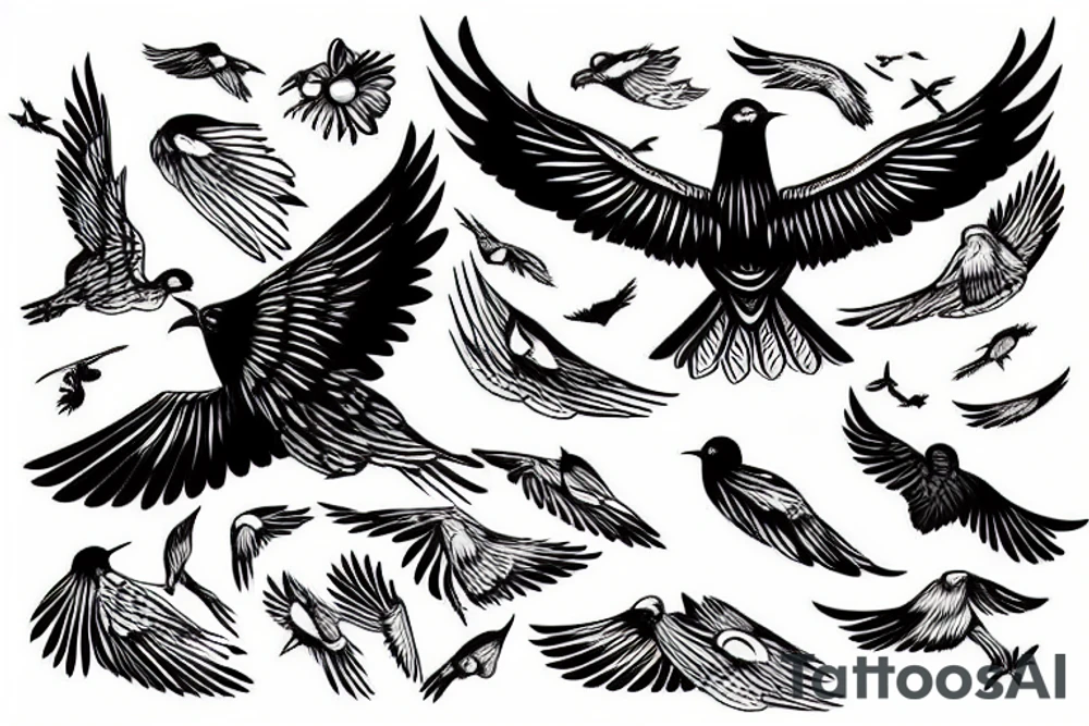 Flying bird or birds. It represents freedom. tattoo idea