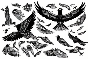 Flying bird or birds. It represents freedom. tattoo idea