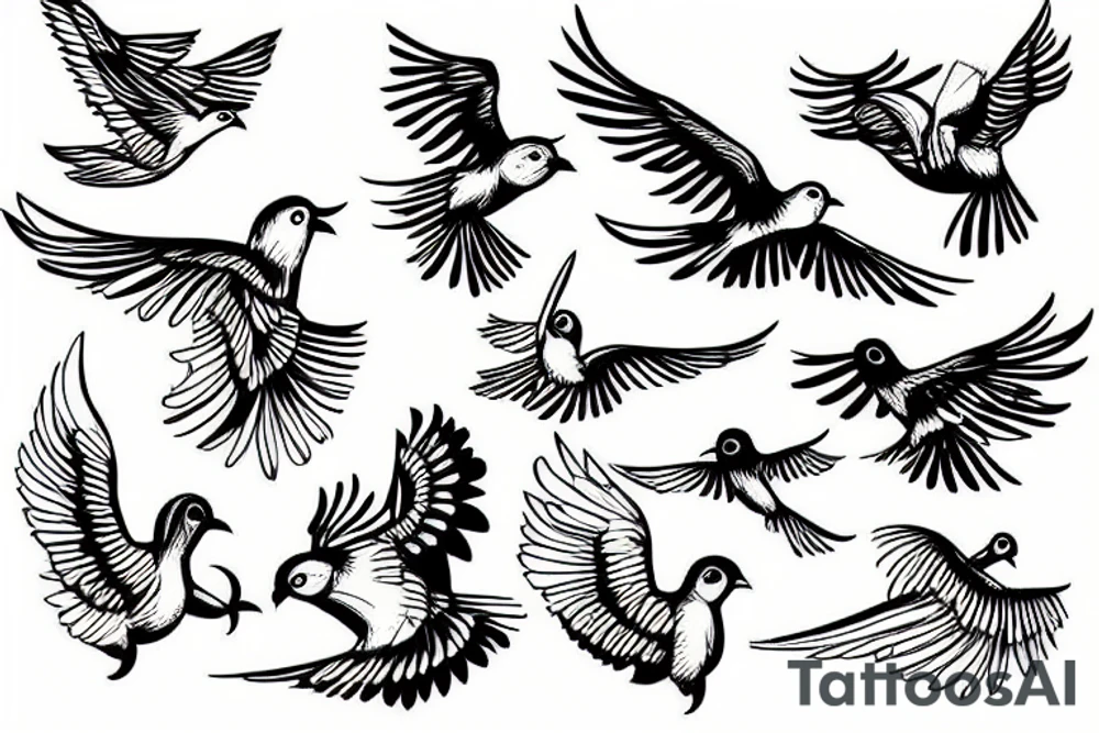 Flying bird or birds. It represents freedom. tattoo idea