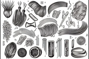 different types of pasta as scientific illustrations tattoo idea