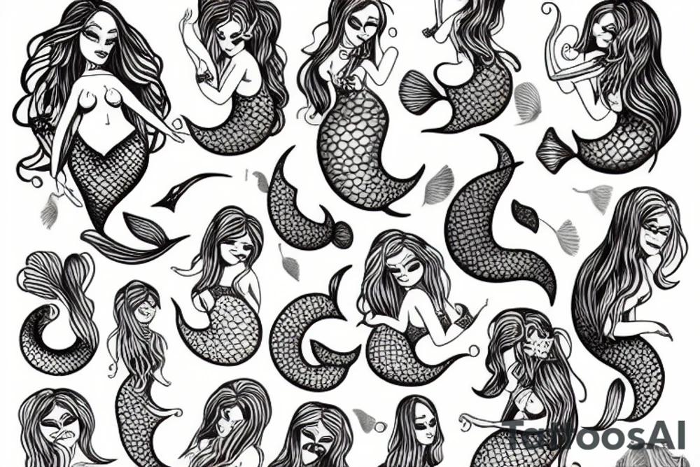 curvy mermaid tattoo idea