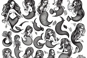 curvy mermaid tattoo idea