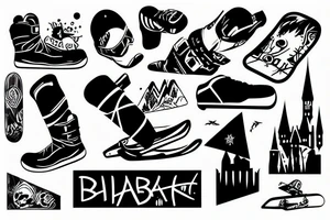 snowboard on a castle tattoo idea