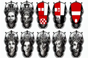 Croatian flag with a King on a horse and the virgin Mary in the clouds tattoo idea