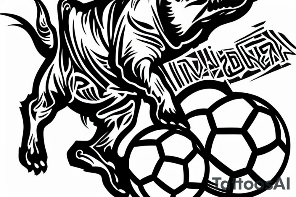 dinamo zagreb with bull dog and a soccer ball tattoo idea