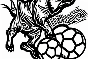 dinamo zagreb with bull dog and a soccer ball tattoo idea