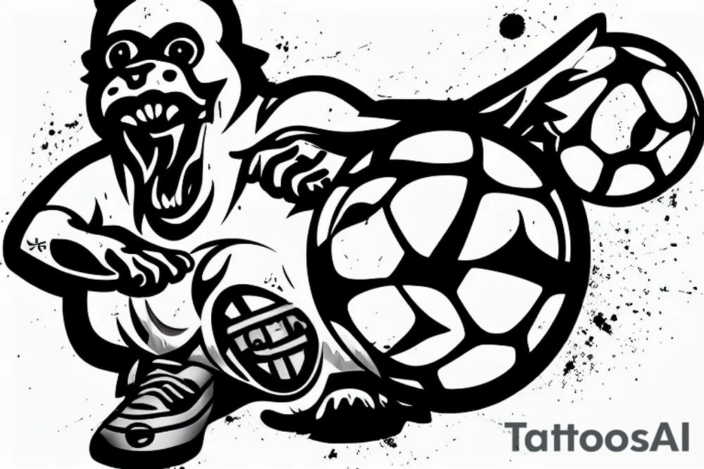 dinamo zagreb with bull dog and a soccer ball tattoo idea