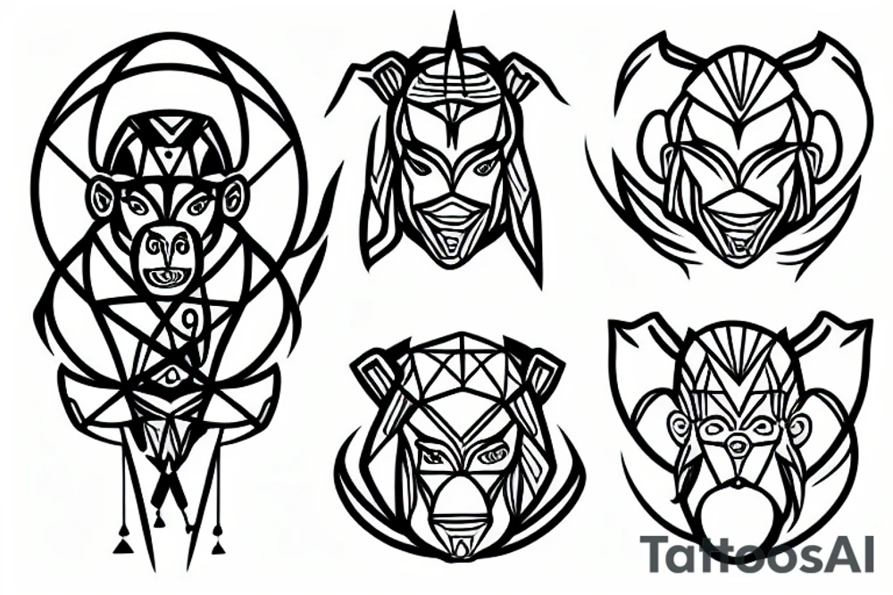 geometric monkey king tattoo idea
