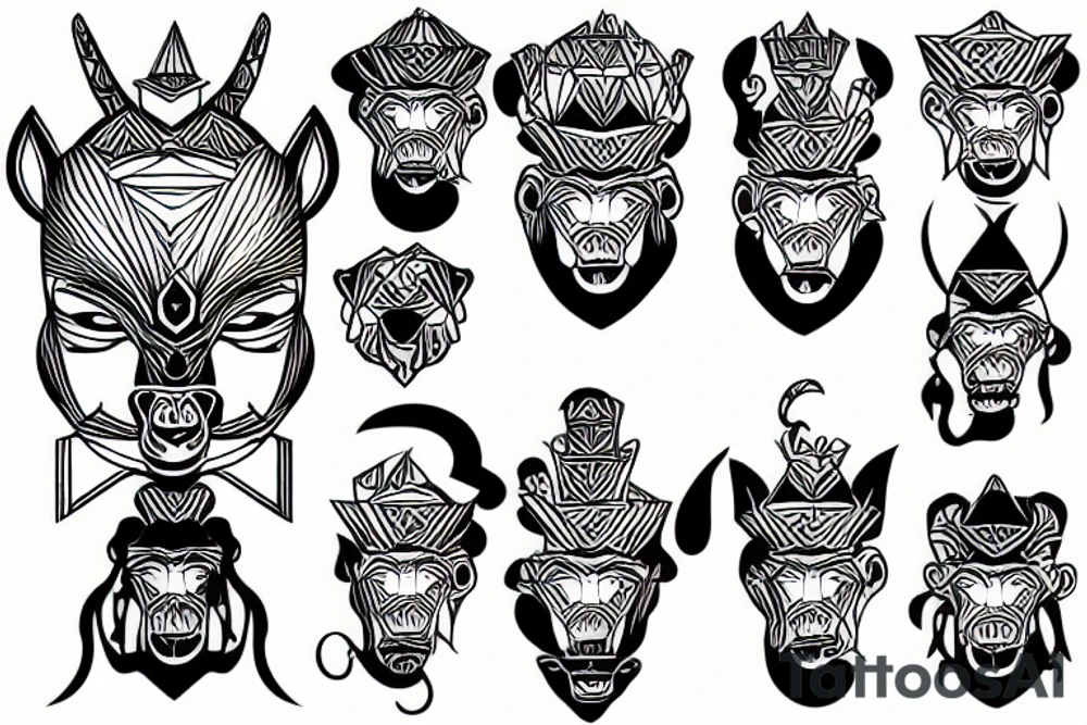 geometric monkey king tattoo idea